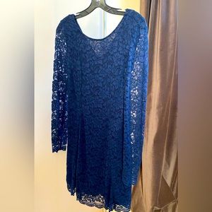 Diane Von Furstenberg | Krissy Navy Blue Long Sleeve Lace Dress